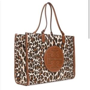 Tory Burch Ella Leopard Canvas Tote Bag